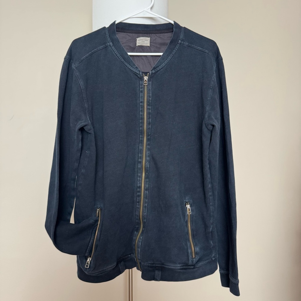 Selected Homme 100% Cotton Navy Zip Up Cardigan, XL